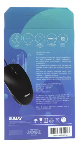 MOUSE COM FIO SUMAY SM-MO1310